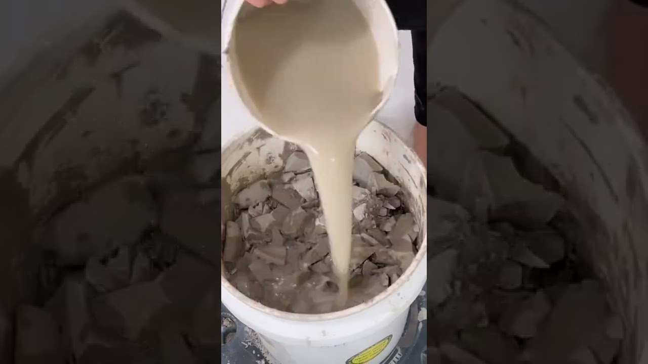 Recycling some bone dry clay in my pottery studio!!!