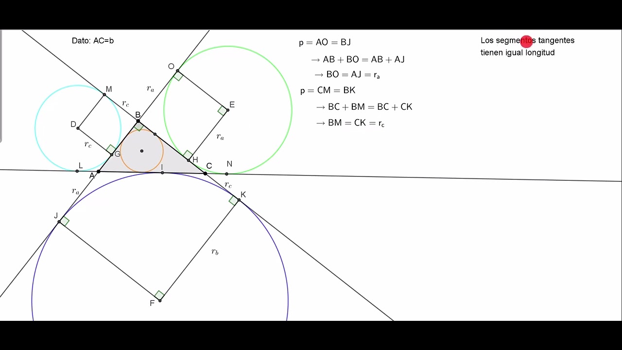 DEMOSTRACIÓN DE LOS EX RADIOS Y EL INRADIO EN UN TRIÁNGULO RECTÁNGULO #cepreuni #maths #geometria
