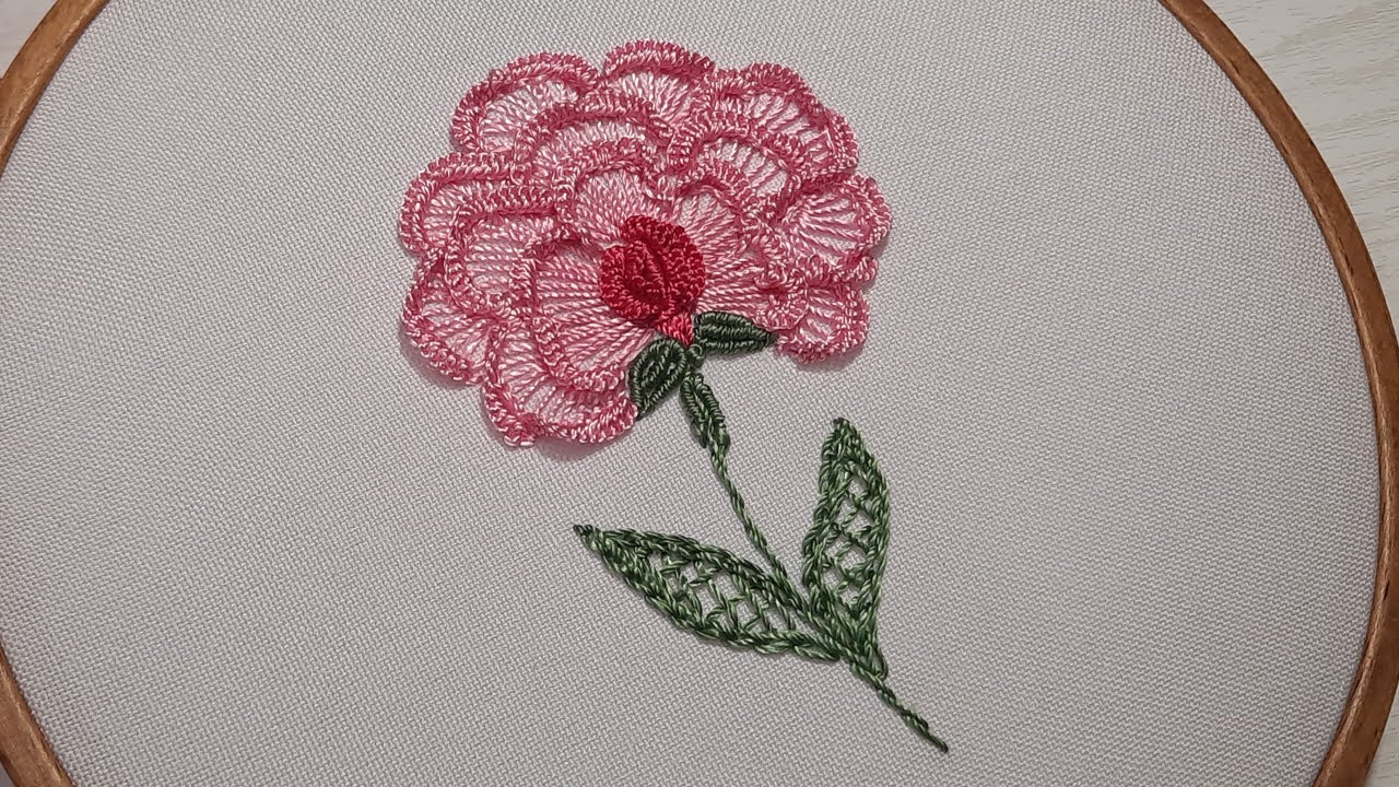 Dimensional Embroidery Flower Carnation Dimensional stitches