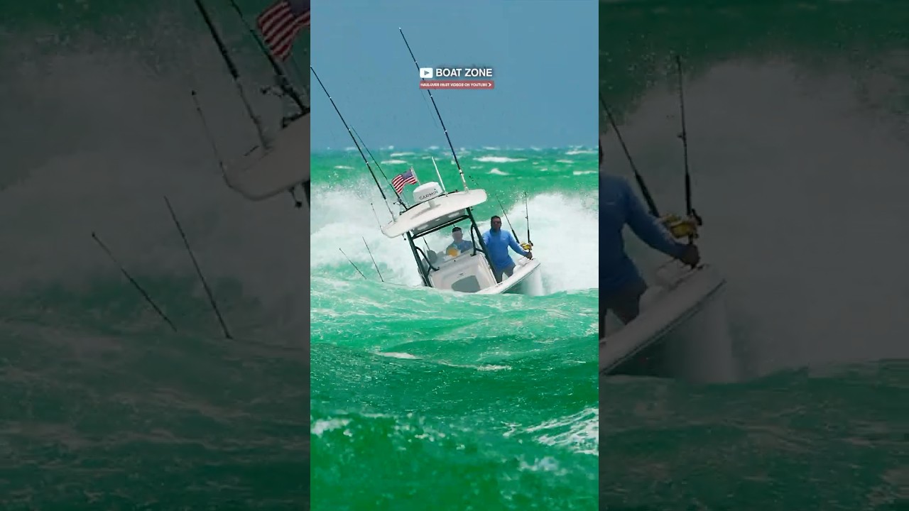 Small Boat CAUGHT in Rough Waves !! Boat Zone