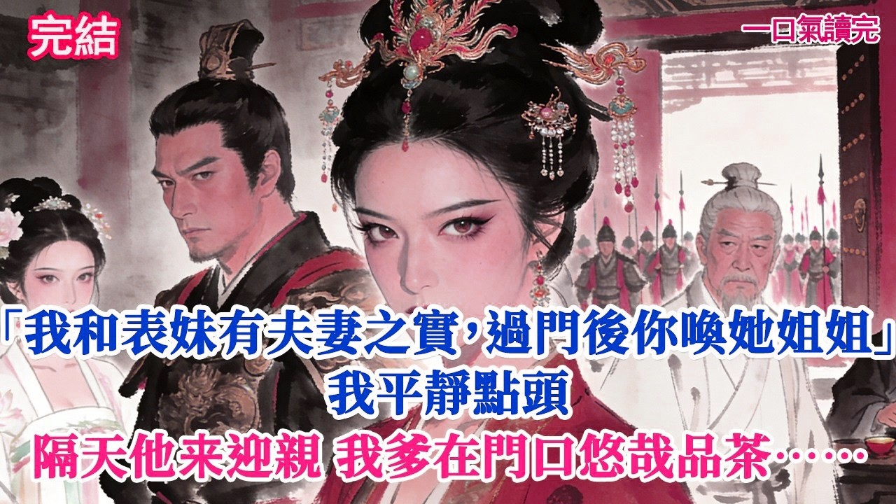 「我和表妹已有夫妻之實，過門後你喚她姐姐」將軍得意地交代，我平靜點頭，隔天他帶迎親隊伍浩蕩而來，卻見我爹在門口悠哉品茶……#古風#追妻火葬場#愛情#小說