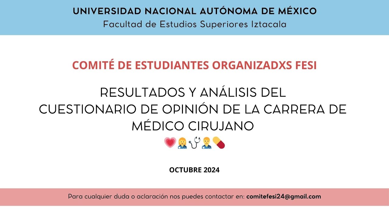 Resultados y análisis del Cuestionario de opinión de la carrera de Médico Cirujano FESI💗👩‍⚕️🩺👨‍⚕️💊