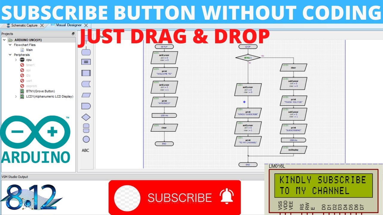How to Display LCD in Proteus Using Arduino, No Coding(Proteus Visual Designer)