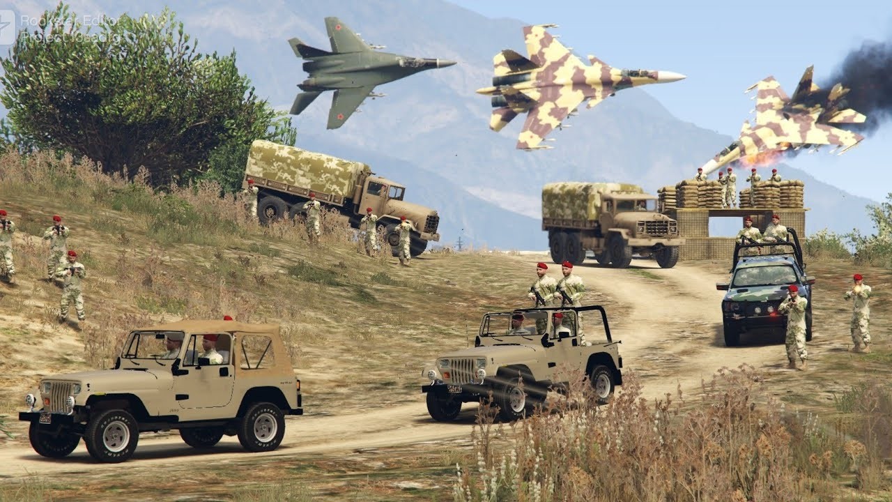 USA Fighter Jets & Irani Helicopters Attack on Israeli Military Convoy & Airport of Tel-Aviv - GTA 5