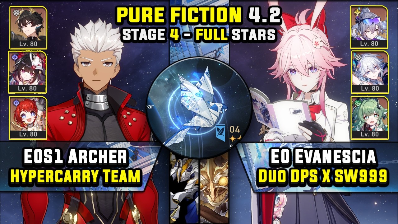 E0 Archer Carry & E0 Evanescia Carry W/ SW999 (3 Stars) Pure Fiction 4 Honkai Star Rail 4.2