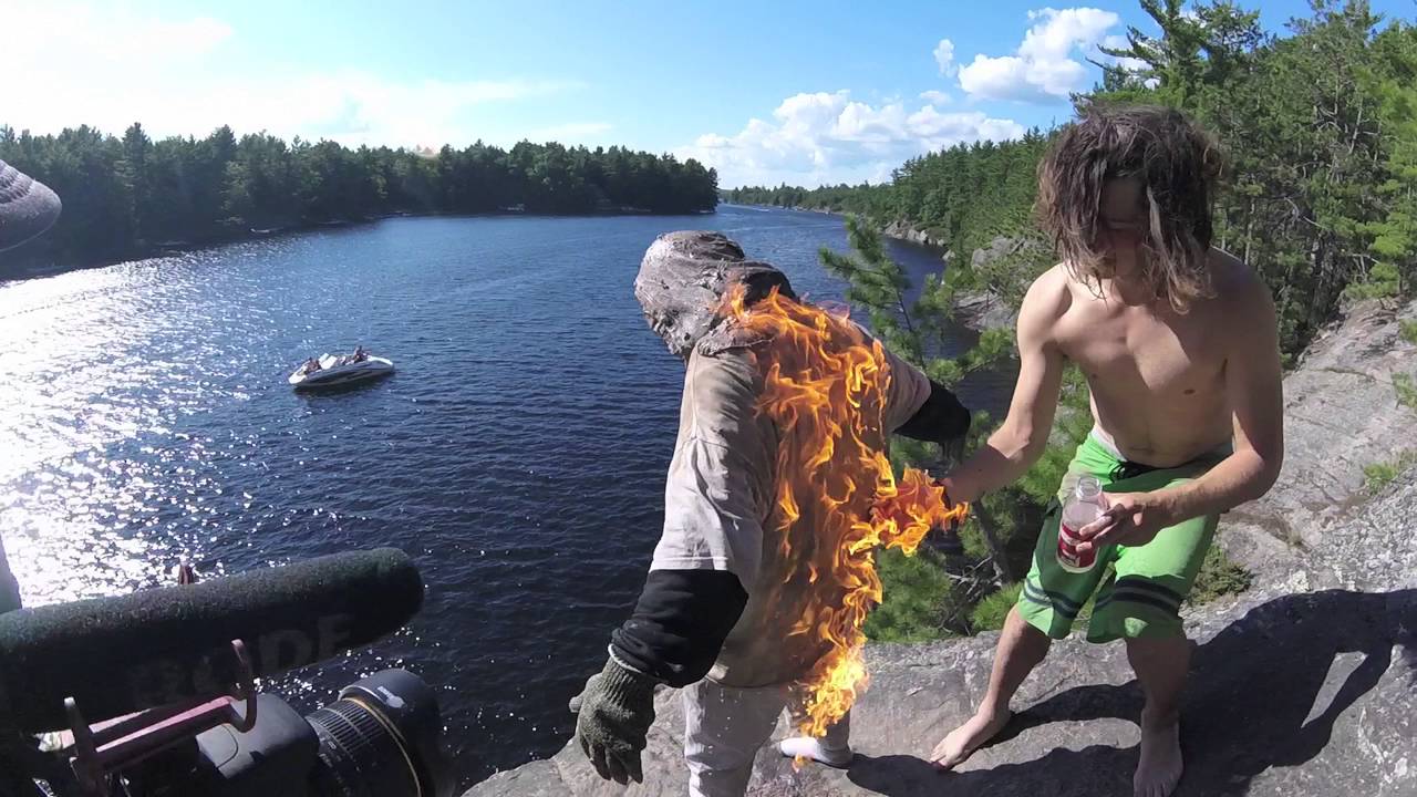 Flaming Back Flip off Cliff !!!!