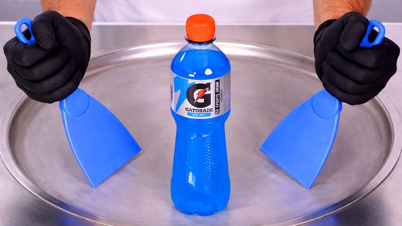 Blue Gatorade - Ice Cream Rolls | Satisfying Visual ASMR