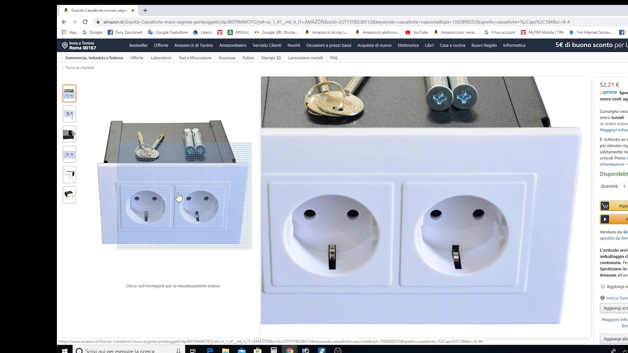 Gravitis Cassaforte a muro segreta – scatola portaoggetti con presa nascosta.