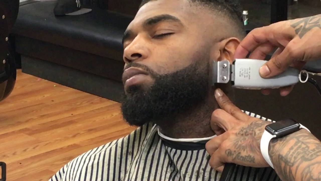 Skin fade faded beard tutorial with sponge brush finish with razor by Sneed da barber