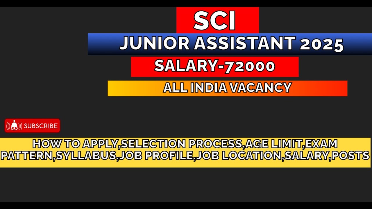 SCI Junior Court Assistant Recruitment 2025 | Male & Female