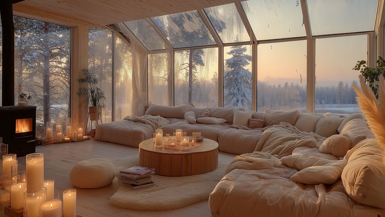 Lake Cabin ❄️ Piano & Snowfall for Instant Sleep, Insomnia Relief, Calm Night and Deep Relaxation 🍃