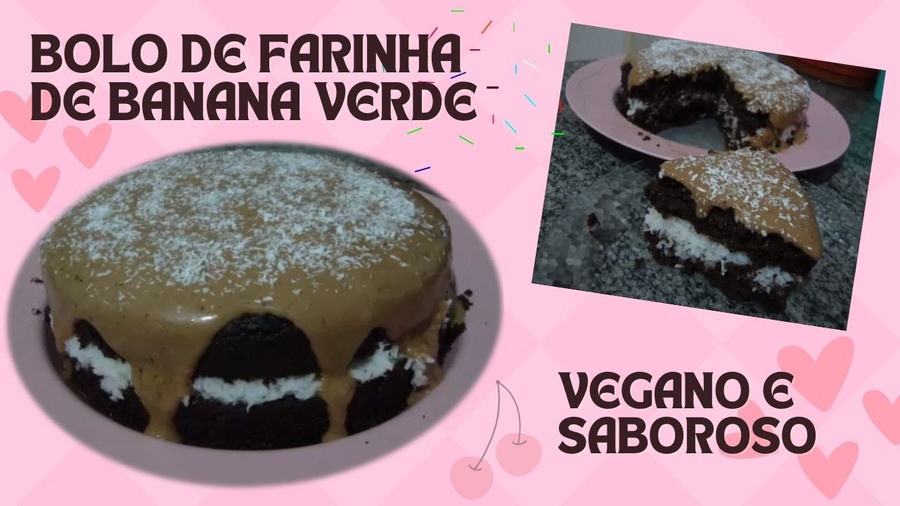BOLO-DE-FARINHA-DE-BANANA-VERDE - Com cacau e leite de amêndoas