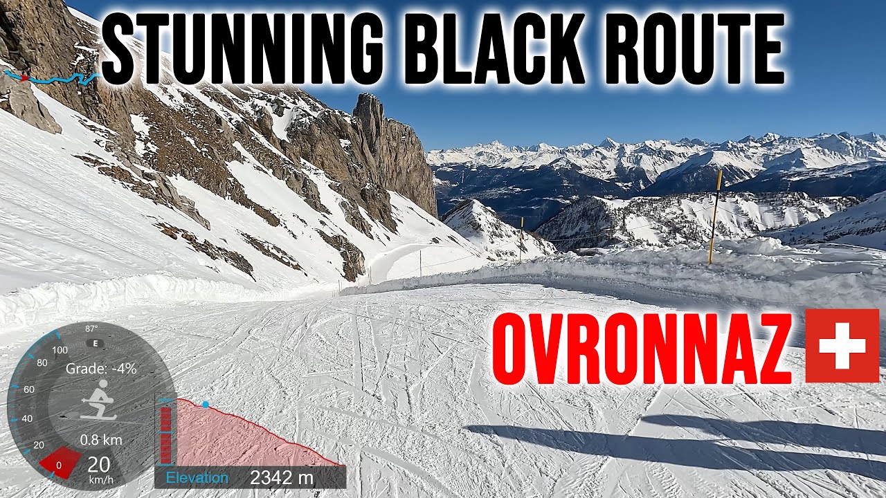 [4K] Skiing Ovronnaz, Stunning Black Route - Round Trip, Valais Switzerland, GoPro HERO13