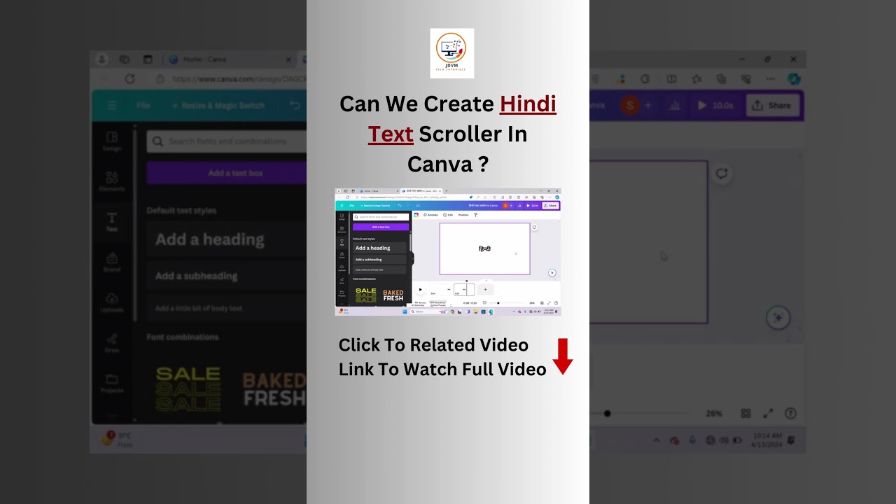 How To Create Hindi Text Scroller in Canva Easiest  Way  ( HINDI ) | Canva Tutorial In Hindi