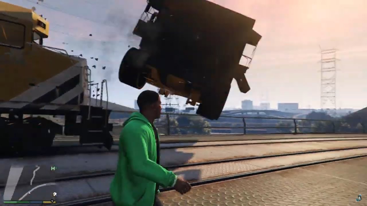 Grand Theft Auto V [PS4] Gameplay Clip || HVY Dump VS Train [Epic Battles] ||