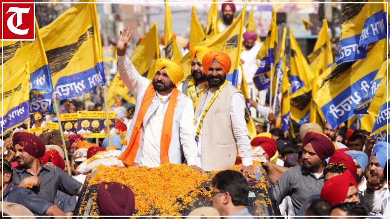 Punjab CM Bhagwant Mann holds a roadshow in Fatehgarh Sahib