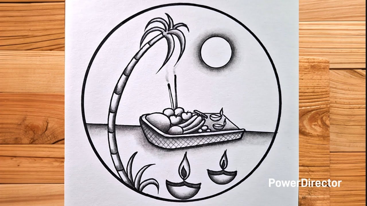 Chhath Puja Special Circle Scenery Drawing | Chhath Puja Drawing | Easy Drawing 
