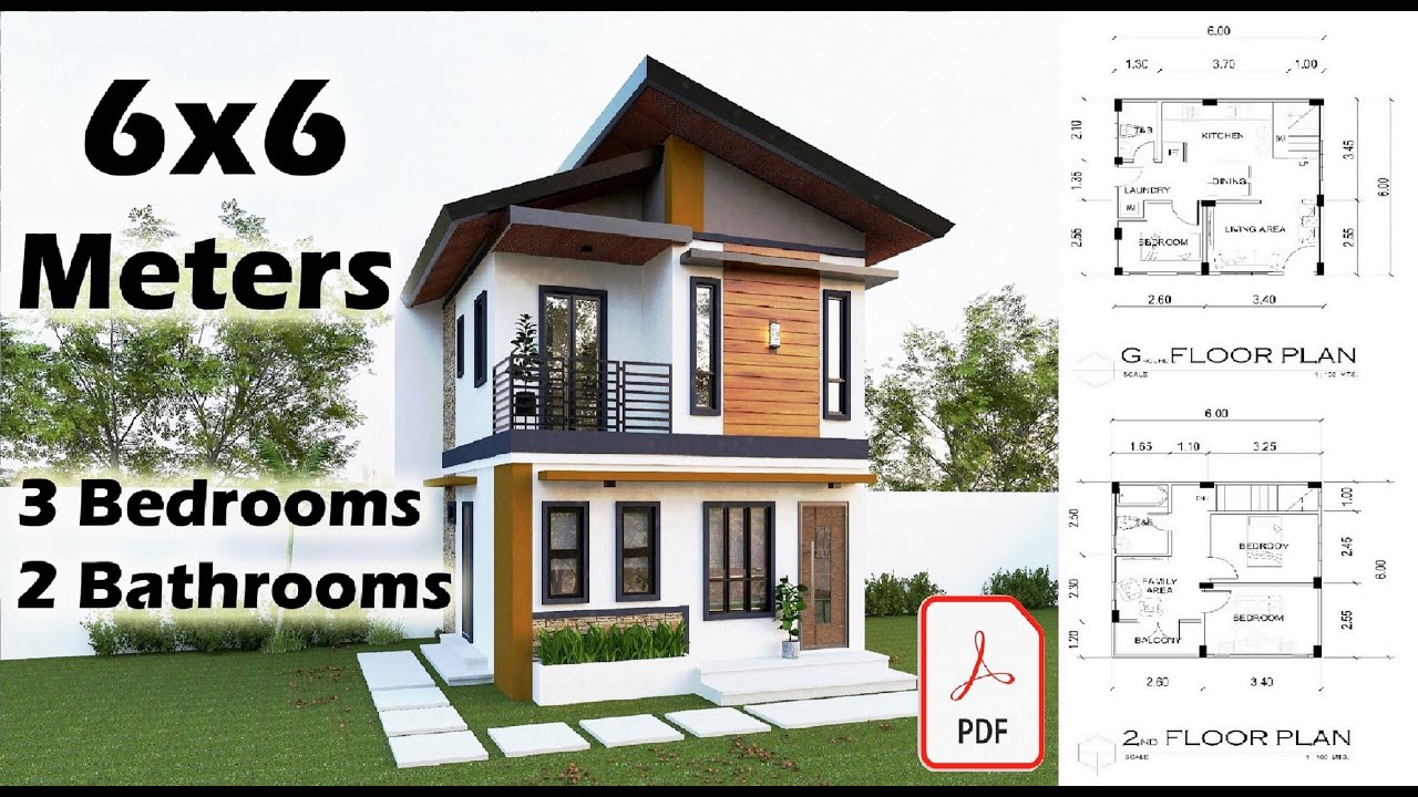 TWO STOREY HOUSE 6x6 Meters (36 Sqm / 387 Sqft)