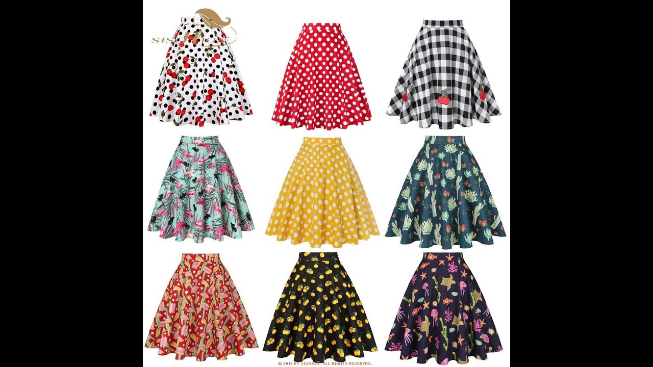 Womens Retro High Waist Cotton Swing Short Skirt