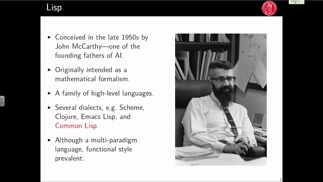 Introduction to Common Lisp (Lecture 2; August 30, 2017)