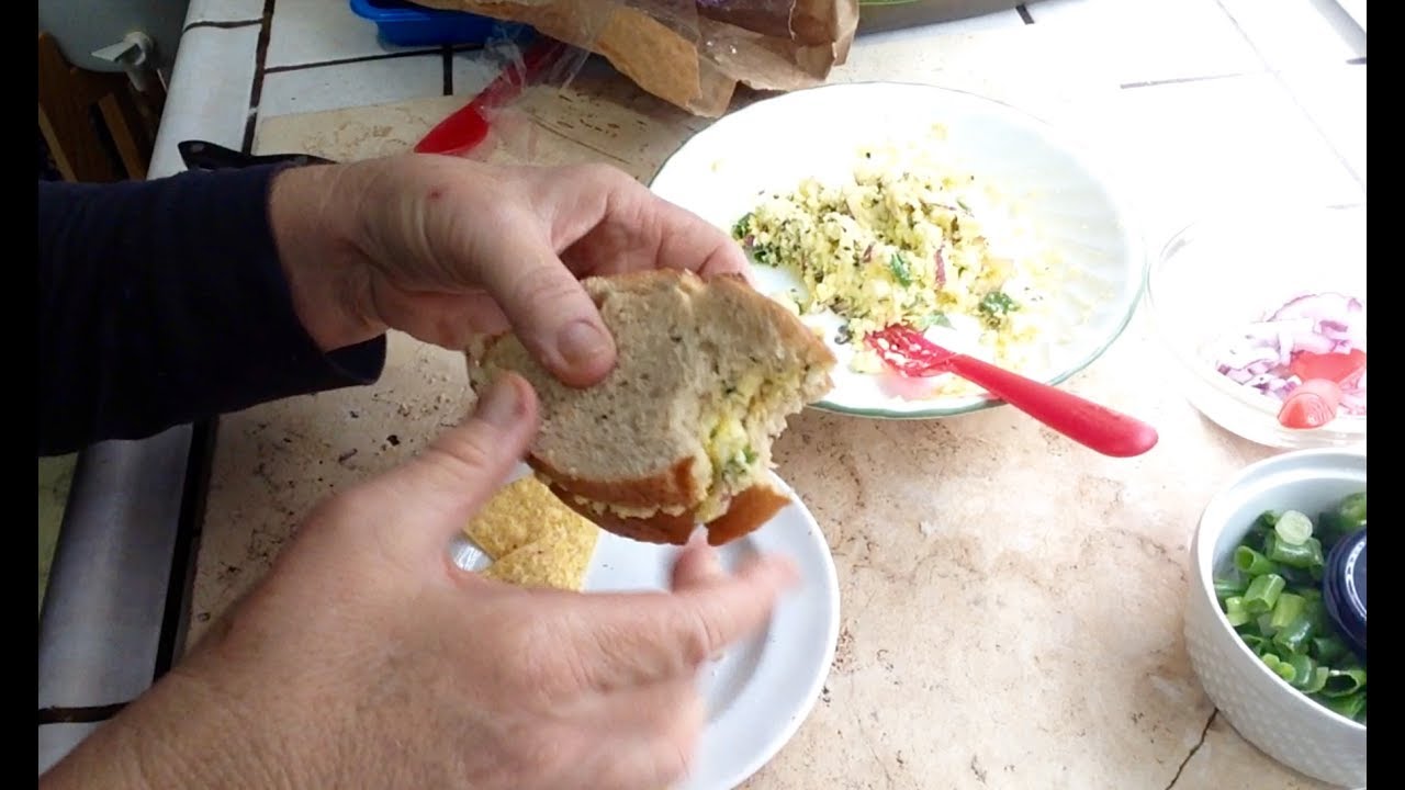 Angela Bright Making and Eating an Egg Salad Sandwich, Recipe Reveal evening relaxation ASMR