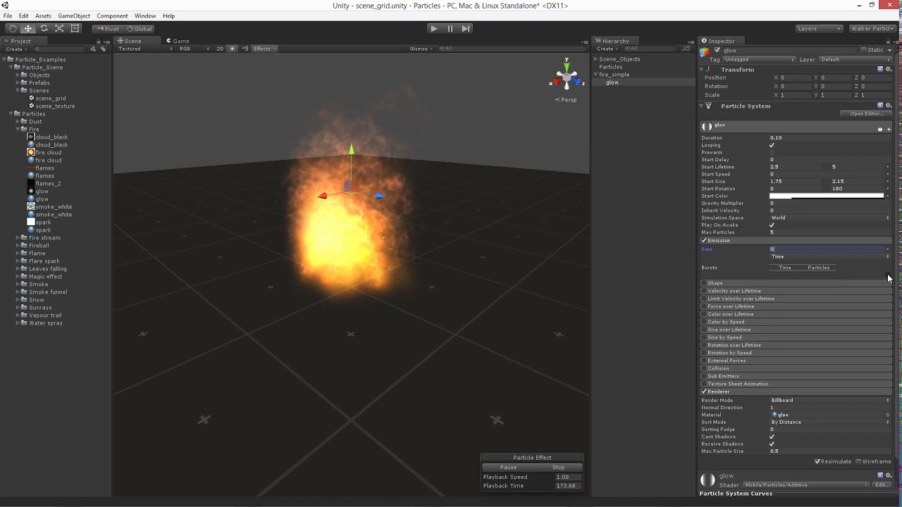 unity 3D particles Fire simple -  glow