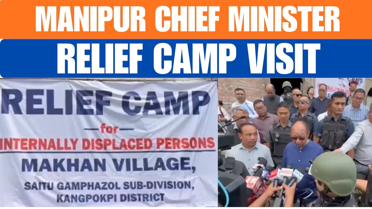 Manipur CM Yumnam Khemchand Visits Relief Camp in Makhan Village