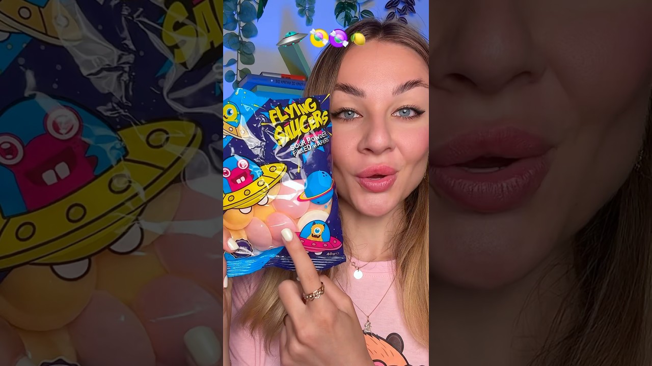 Eating flying saucer sourest candies 👽
