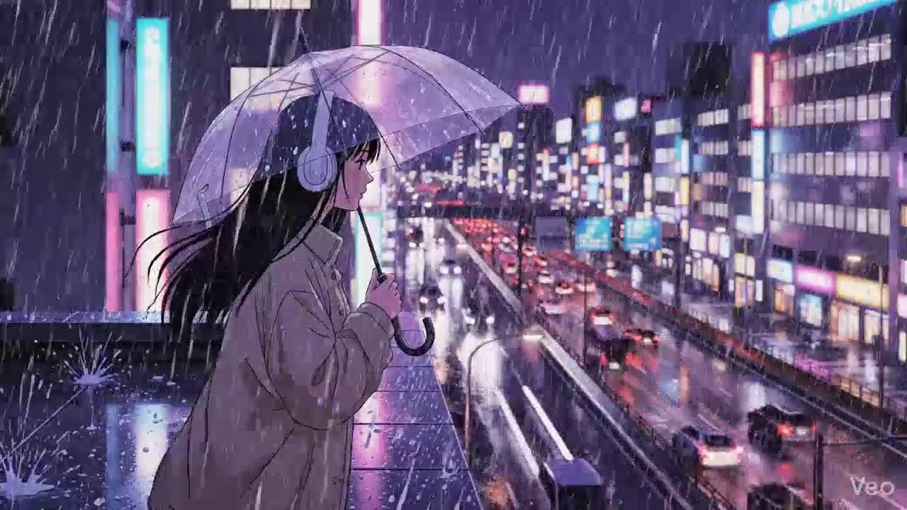 Night Rain Ambience 🌧️ Japanese Neon City Lofi