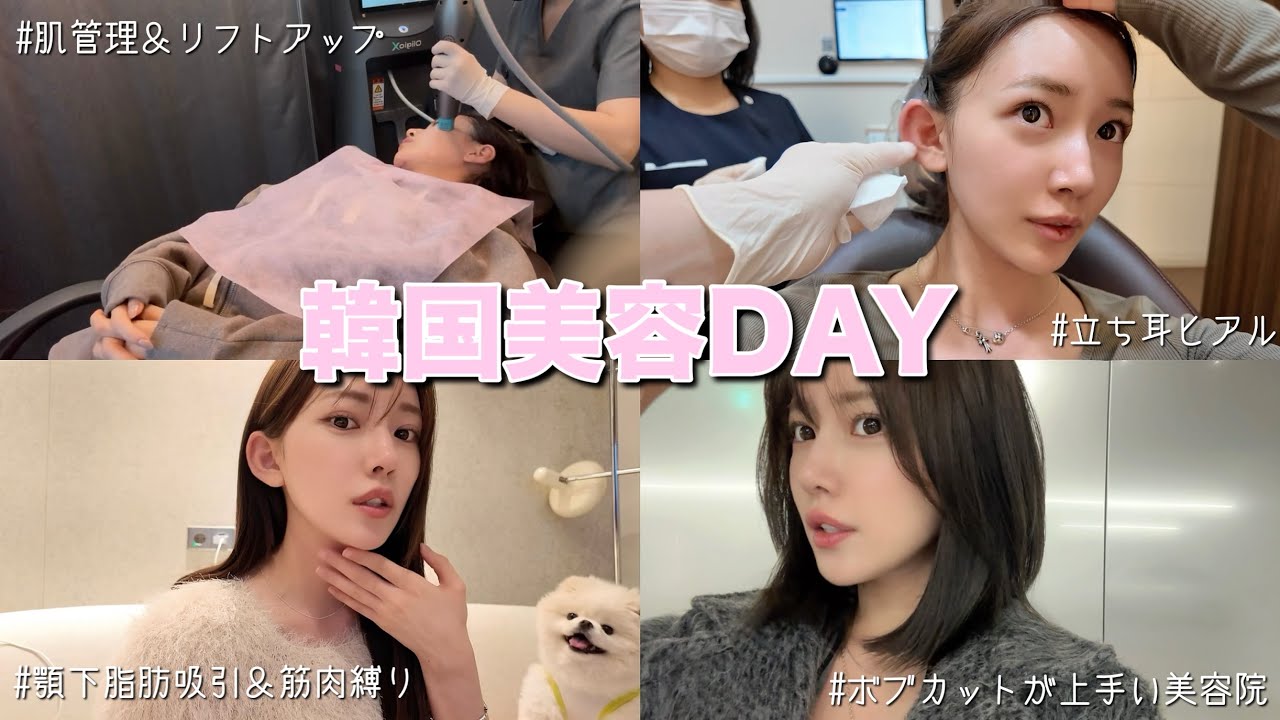 【韓国美容vlog】 リフトアップ/脂肪吸引＆筋肉縛り/立ち耳ヒアル/クリニック全部紹介するよ〜！