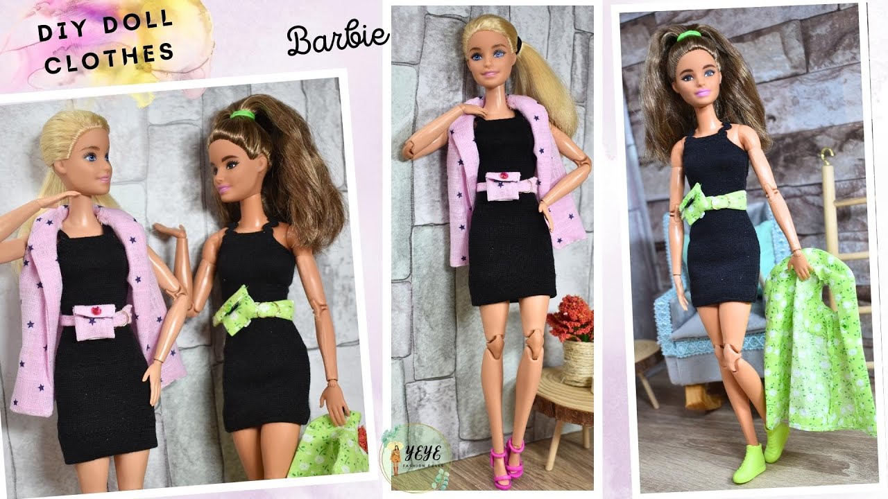 Barbie clothing: strapless dress with vest🥰Free pattern🌸DIY#45 #barbieclothes #barbiedoll #howto