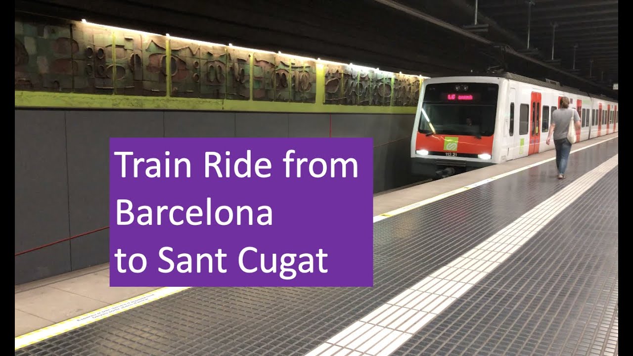 Riding the train in Barcelona to Sant Cugat (A suburb of Barcelona)