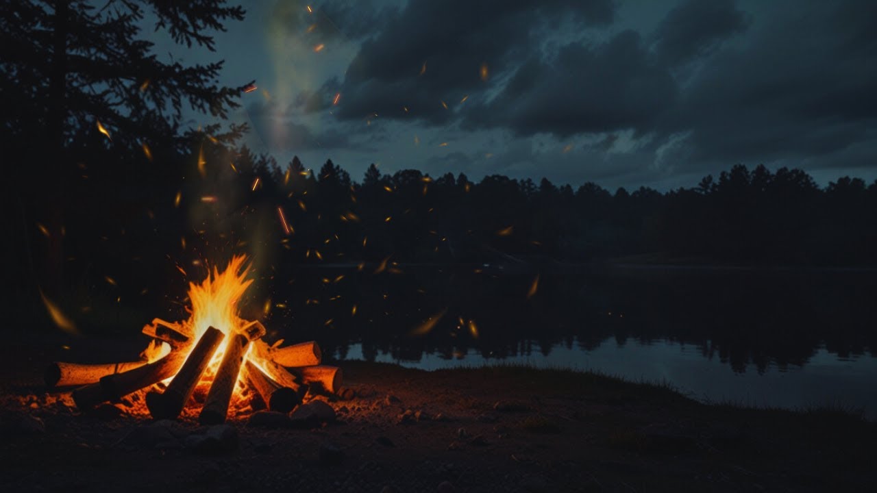 Relaxing Campfire Night LIVE – Gentle Crackling Sounds
