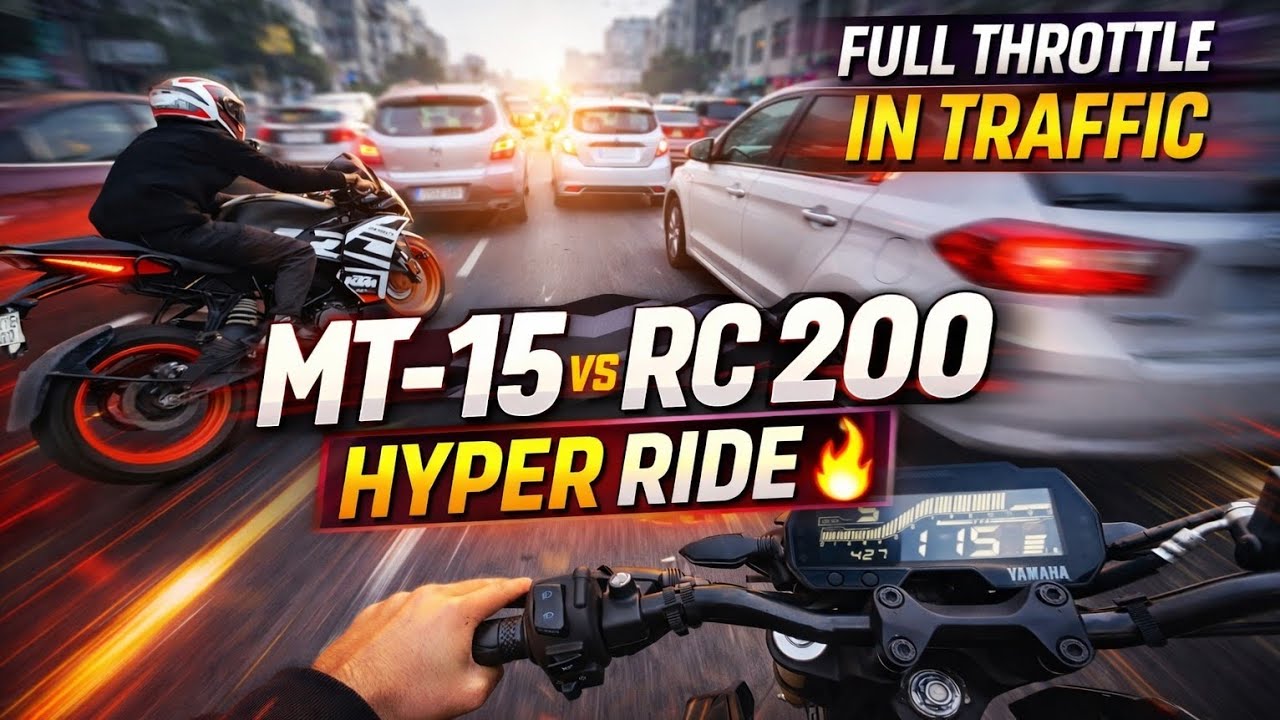 Yamaha MT-15 vs KTM RC 200 😱 | Traffic Mein Hyper Ride 🔥 Full Scary Ride