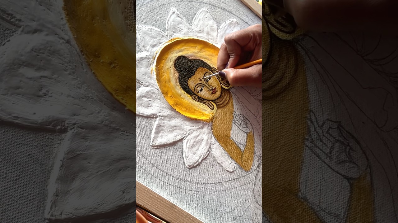Buddha Acrylic painting 🥰✨3d #art #drawing #shorts #buddha #youtubeshorts