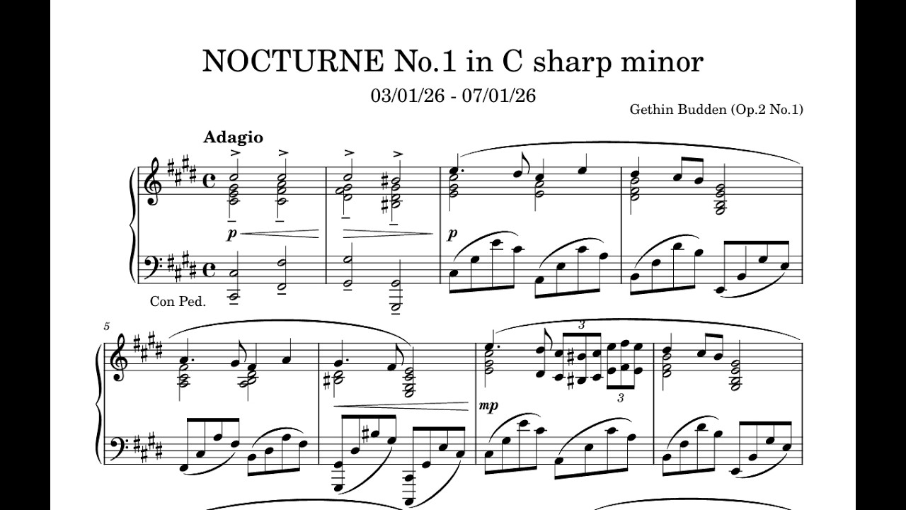 NOCTURNE No.1 in C sharp minor (Op.2 No.1) | Gethin Budden