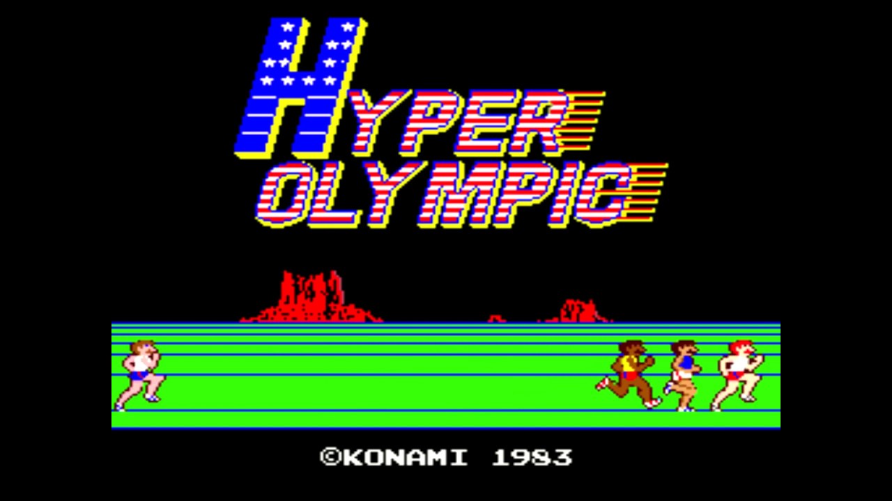 Hyper Olympic (Track & Field),  Konami, 1983 - normal vs on steroids (cheat)