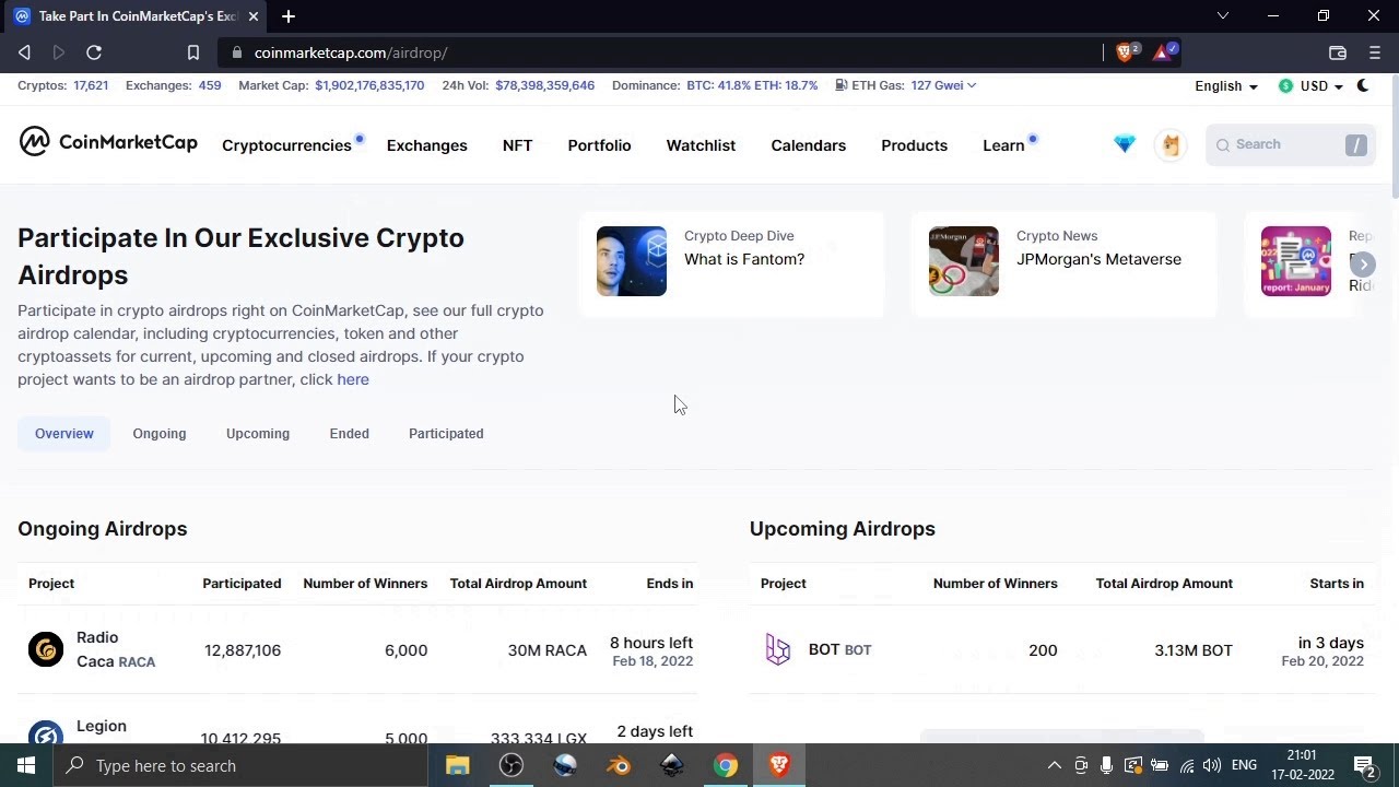 Coinmarketcap Airdrops and Binance Smart Chain(BEP20) Wallet Creation