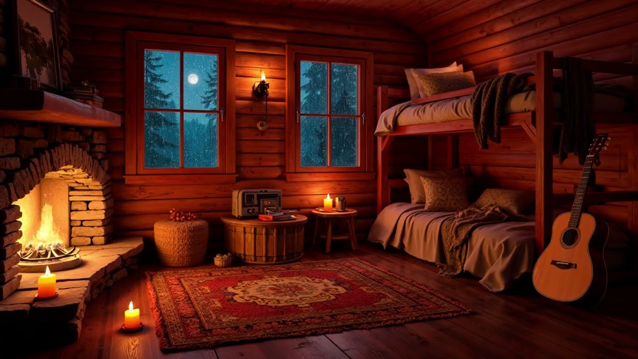 Rain and Thunder by a Cozy Fireplace | Relaxing Storm Sounds for Deep Sleep