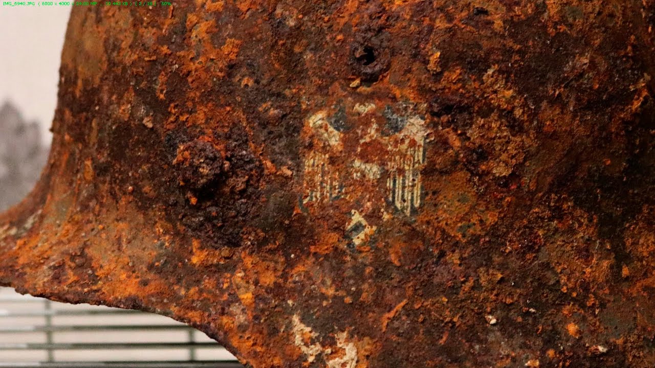 Preservation Very Rusty German Helmet. Cleaning in Oxalic Acid