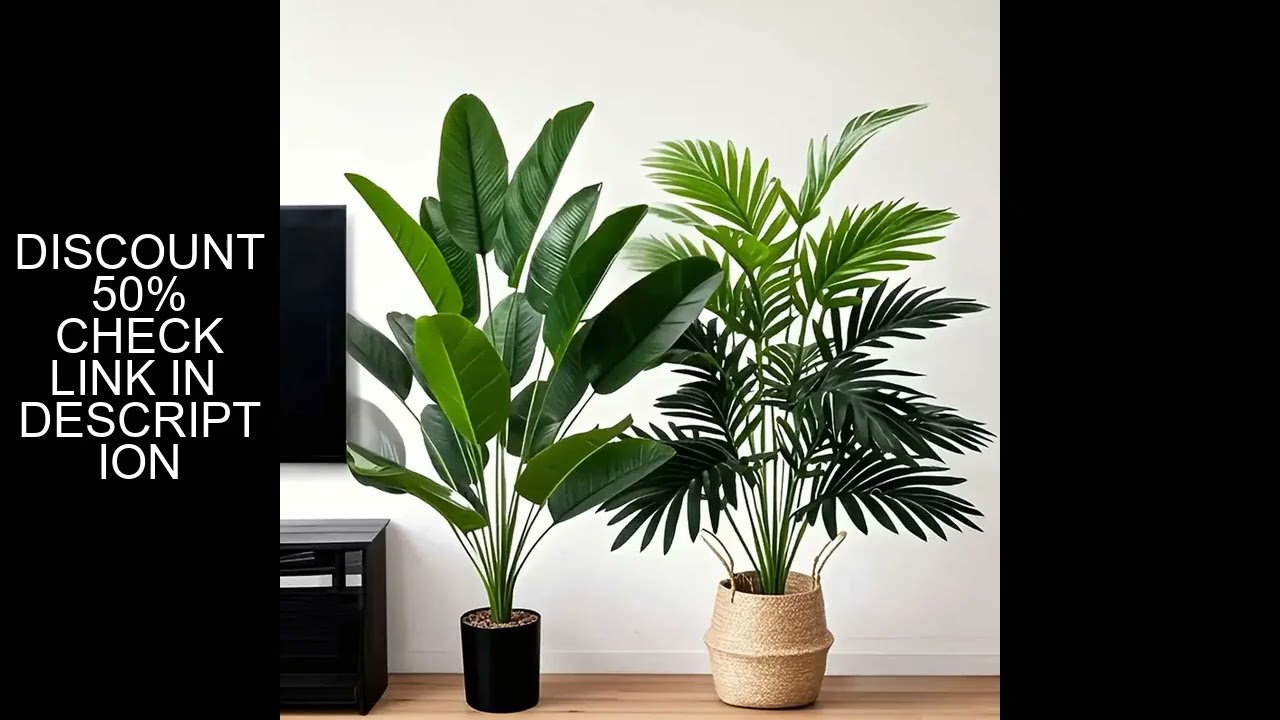 2pcs 82cm Large Scale Simulation Artificial Palm Tree and Banana Leaves Potted Plants Indoor Green P