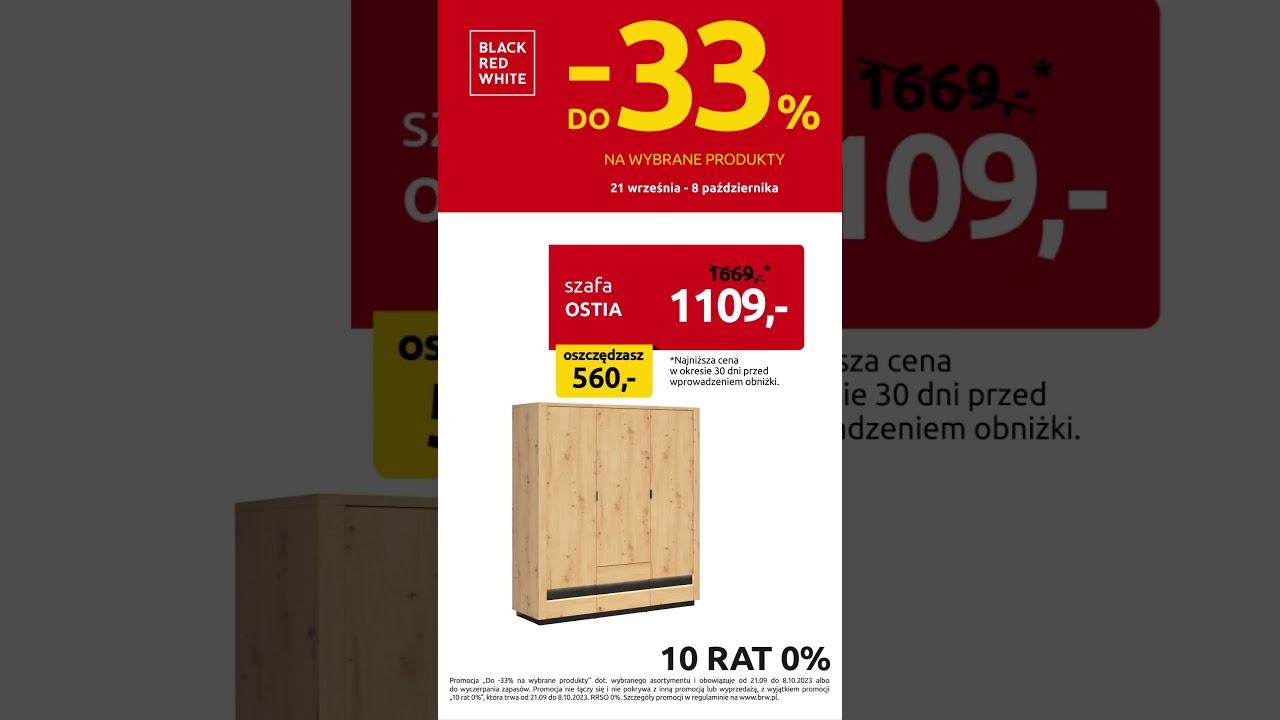 Promocja w BRW. Do -33% taniej na wybrane produkty. Ł&oacute;żko Forn, szafa Ostia