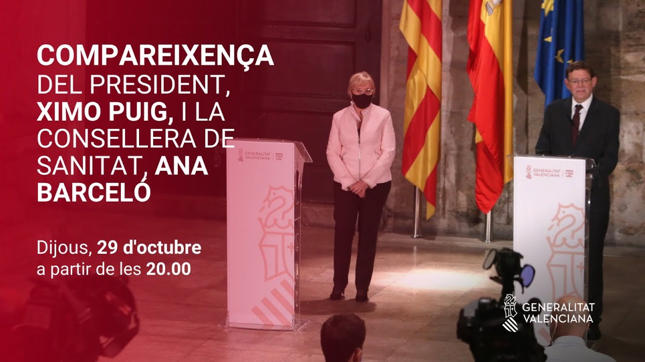 🔴 Roda de premsa del president Ximo Puig i la consellera de Sanitat, Ana Barceló
