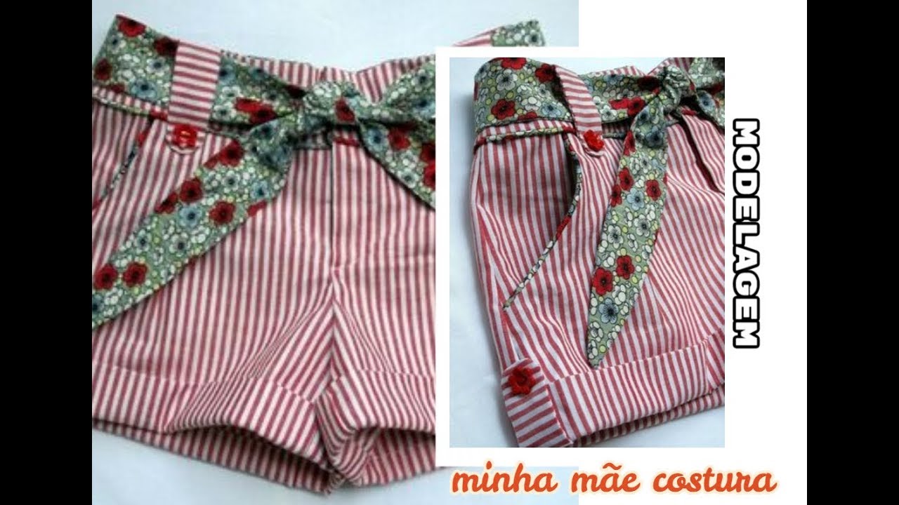 SHORTS INFANTIL COM BARRA ITALIANA MINHA MAE COSTURA