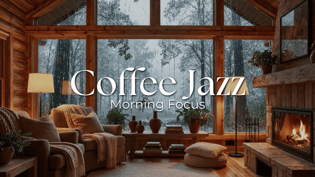Coffee Jazz ☕ Morning Focus | Cozy Rainy Cabin Jazz & Bossa for Work, Study & Calm (3 Hours)