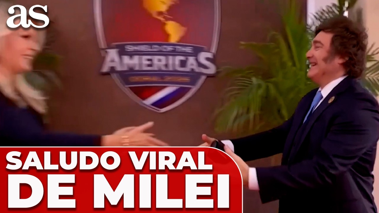 SORPRENDENTE saludo de protocolo de MILEI en su llegada a la CUMBRE Escudo de las Américas