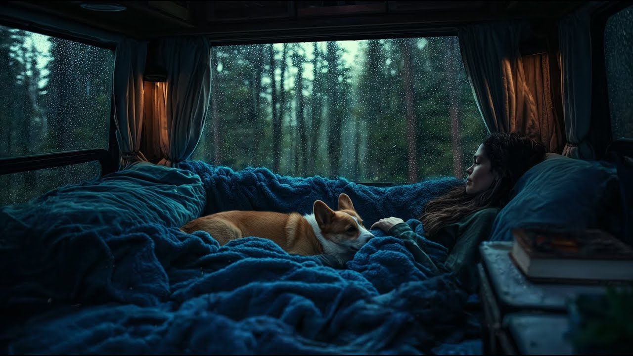 3 Hours of Deep Sleep Rain Sounds: Cozy Van Life Ambience with a Dog, No Music, Relaxing