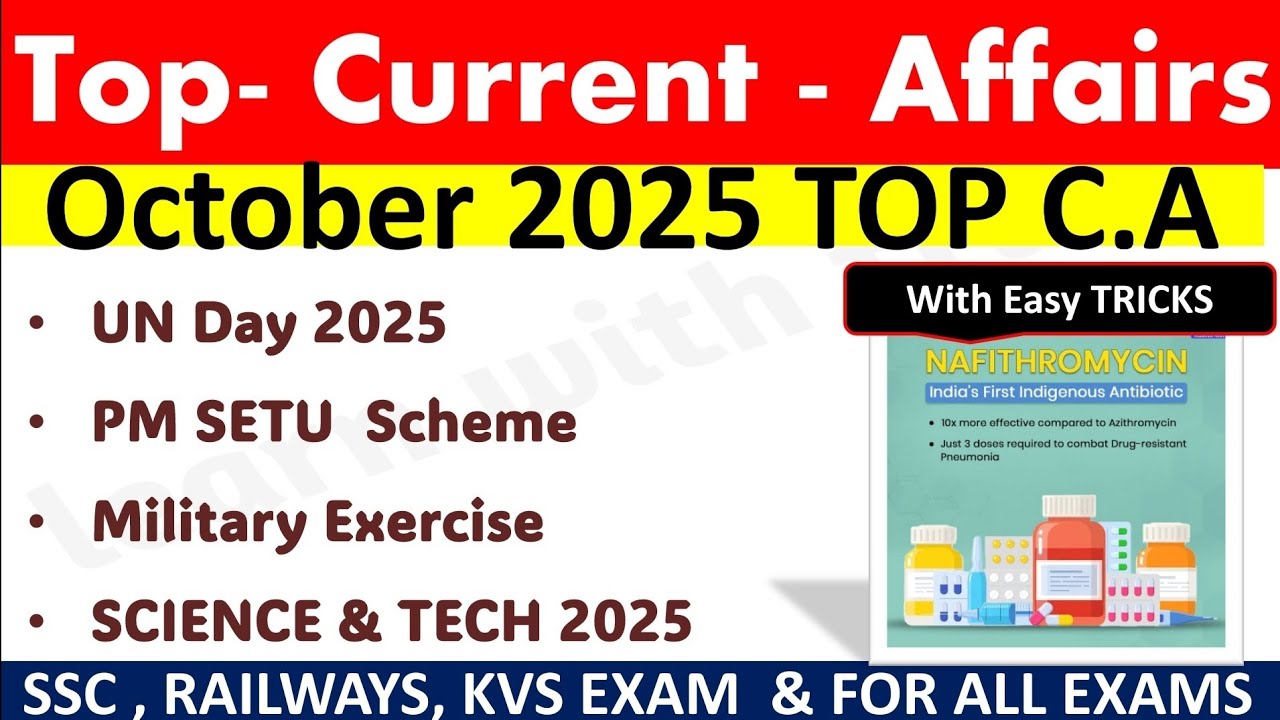 October Month Current Affairs 2025|| For All exams|| 🌝