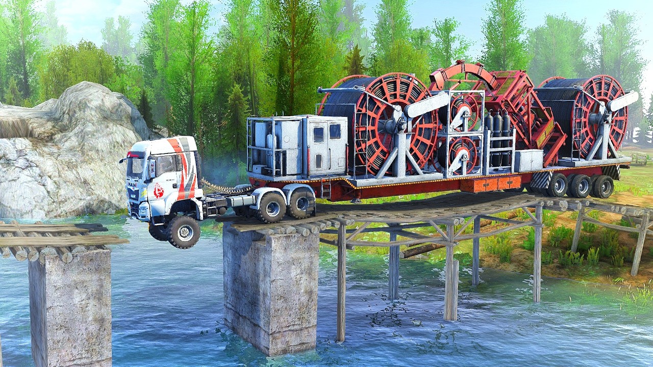 EXTREME Heavy Truck Transport Crosses Broken Bridge