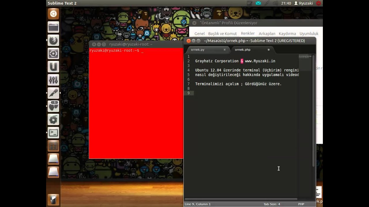Ubuntu 12.04 &Uuml;zerinde Terminal (U&ccedil;birim) Rengi Değiştirmek, Şeffaflaştırmak